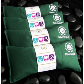Happy Wraps Namaste Lavender Yoga Eye Pillows - Hot Cold Aromatherapy for Stress, Meditation, Spa, Relaxation Gifts - Set of 4 - Green Cotton