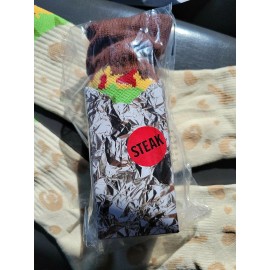 Bioworld  GREAT GIFT! Steak Burrito Novelty Crew Socks fits Men Shoe Size 8-12