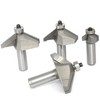 Akylin 4pcs 60 Degree Chamfer Bit Set,1/2" Shank,3/16",5/8",3/4" and 7/8"
