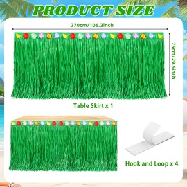 YUYWWAN Hawaii Party Table Skirts, Flower Grass Table Skirt, 270 x 75 cm, Party Decoration, Summer Table Skirt, Party Table Skirt for Summer, Beach, Garden, Pool Party, Luau Party, Outdoor Beach Party