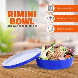 IMPULSE! Rimini Large Red Melamine Bowl – Bright & Stylish with Lid That Doubles as Plate | Great for Salads, Sides, Snacks, Dips & More | Perfect for Outdoor, Home & Commercial Use