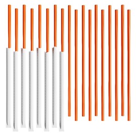 Paper Wrapped Plastic Drinking Straws (10" x 0.28") (250, Orange)