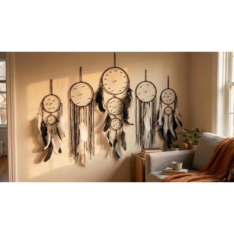 5 Pack Moon Phase Dreamcatcher Set Boho Wall Decor, Boho
