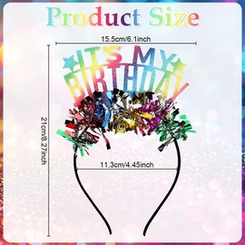 KEAHND Birthday Headband,Colorful It's My Birthday Headband,With Rainbow Bling Glitter,Fit Women,Girls,Party,Take Photos,Decorations,Gifts
