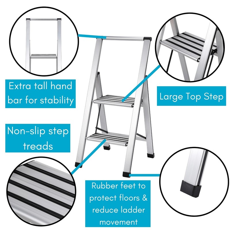 2 Step Ladder | 2 Anti-Slip Steps | Folding Step