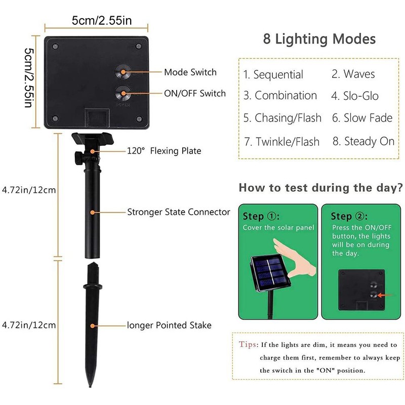 2 Pcs Long Solar String Lights Total 82FT 200LED Waterproof