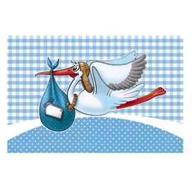 Folat Birth Boy Window Flag Stork-60x90 cm, Polyester, Blue, Costumes