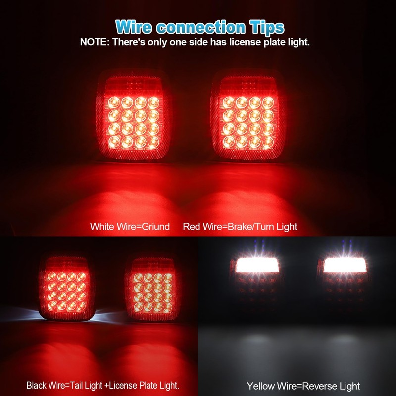 Partsam Pair 38 LED Universal Tail Brake Turn Stop License