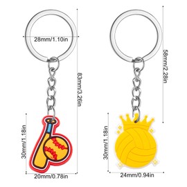 Sixfolo 50 Stück Sport SchlüSselanhänger Kinder Basketball SchlüSselanhänger Party Mitgebsel Mini FußBall Schlüsselanhänger Cartoon PVC Keychains für Sport Thema Party und Kindergeburtstag