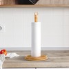 Leinuosen Rattan Paper Towel Holder Woven Wood Paper Towel Stand