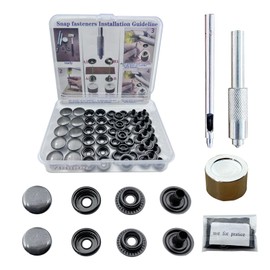 15MM Leather snap Fasteners kit Brass Heavy Duty with Sharp Hole Punch Cutter and Standard Install Tool、Practice Operations Webbing ，for Clothes、Jackets、Jeans Wears Bags (Black, 25)
