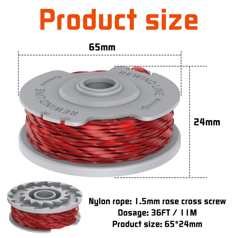 Lawn Trimmer Thread Spool, Pack of 4, Diameter 1.5 mm,
