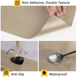 WochiTV Shelf Liner for Cabinets, Drawer Non Adhesive Non Slip Foam Mat for Kitchen, Pantry, Bathroom, Cupboard, Garage, Closet, Shelves, Drawer, Tool Box, Tan 11.8 x 236 inches