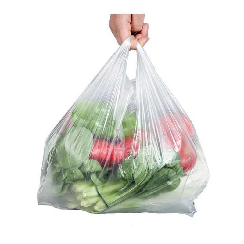 XUMIN Pack of 100 Clear Plastic Supermarket Vest, transparent, Classic