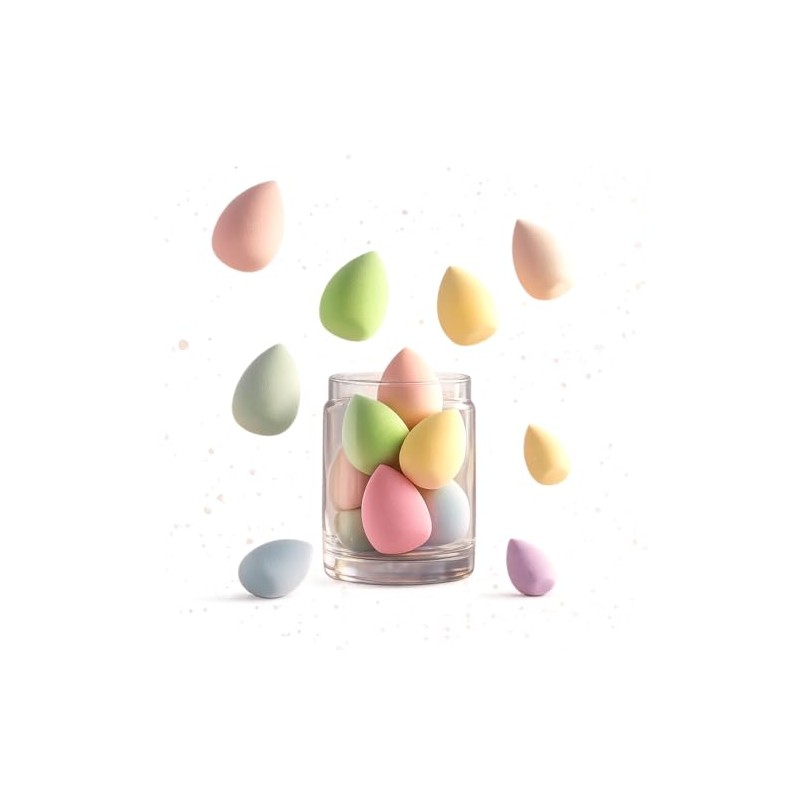 Set de 10 Esponjas de Maquillaje en Frasco Reutilizable –