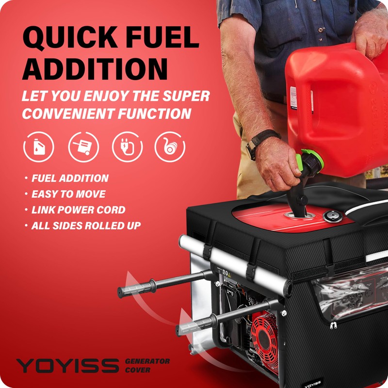 Running Generator Cover, 38"Lx28"Wx27"H Universal-size Generator Cover. 600D+210D Heat-reflective Lining.