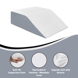 Nutan, Leg Wege Elevation Pillow for Blood Circulation | Relieved & Recovers Foot and Ankle Injuries | Pillows for Swelling | Multi-Purpose | Chic Jacquard Cover, 8”x16”x23”, White