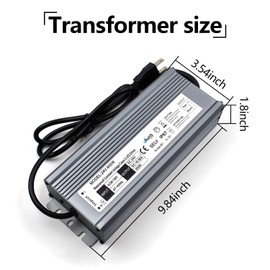 LED Driver 24V 400W Waterproof IP67 Power Supply Transformer, 90-130V AC to 24V DC Low Voltage Output, LED Transformer with 3-Prong Plug Cable for LED Light, Computer Project, Outdoor Light