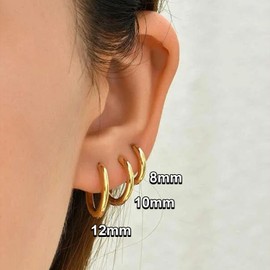 3 Pair Small Gold Hoop Earrings for Women | 14K Real Gold Plated Small Huggie Hoop Earrings Set Ear Cuff Cartilage Piercings Jewelry for Women