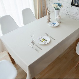 Actnow Solid Tablecloth 140x220cm Heat Resistant Thick Rectangular Tablecloth (White)
