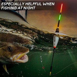 QualyQualy Fishing Floats and Bobbers LED Light Up Bobbers Fishing LED Light Floats Night Lighted Bobbers for Bass Trout Perch Crappie 3Pcs (3Pcs 1# LED Bobbers)