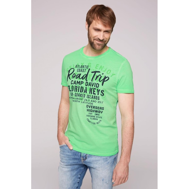 Camp David Mens Puff-Print Electric Green M T-Shirt, Green