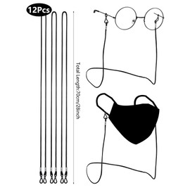 12 Pieces Eyeglass Chains Nylon Sunglasses Strap Eyeglass Strap Holder Adjustable Neck Cord Retainer Lanyard Glasses Retainer Strap Eyewear Holder for Women Men