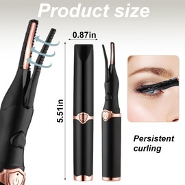 WUSJCOF Beheizte Elektrische Wimpernzange, 10S Schnelles Aufheizen, Natürliches Wimpernbiegen für 24 Stunden, Damen Make-up Werkzeuge für sofortigen Glamour