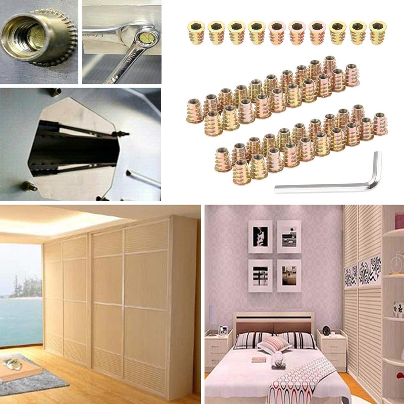 M6* 13MM Hex Socket Screw-in Nuts Hex Drive Nut Wood