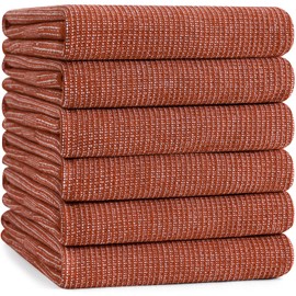 Mordimy Premium Kitchen Towels 6 Pack (18 x 28 Inches, Rust), Large Cotton Kitchen Hand Towel, Flat & Terry Dish Towels for Drying Dishes, Super Absorbent Tea Dishtowels Set with Hanging Loop
