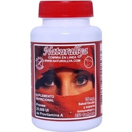Beta Caroteno  250 Perlas de 25,000UI  100 vegano  Suplemento Natural  Sin OMG, sin gluten  Marca Naturallya                                          