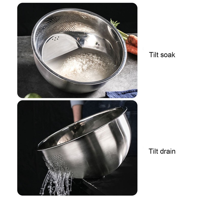 Drain Basket Stainless Steel Rice Sieve Thickened Vegetable Washing Drainer