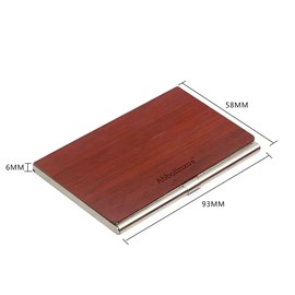 Abbolinxus Wooden Business card case, pocket wood card holder, simple combination of solid wood and metal, credit card case, suitable for both men and women (Rosewood)