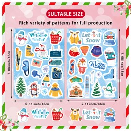 Winter Stickers for Kids - 282 PCS Winter Holiday Stickers Party Favors for Kids - Hello Winter Snowflake Stickers Decor with Christmas Tree Snowman Penguin, Decorated Window Envelopes Crafts Bottles