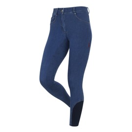 LeMieux Dolly Denim Breech - Ladies Horse Riding - Full Silicone Seat - Four Way Stretch - Elasticated Sock - US10
