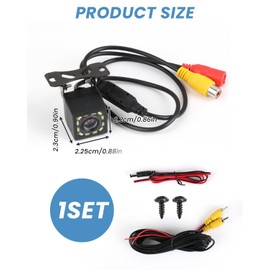 Car Rear View Camera with Ultra HD 1080P, 170° Wide Angle, 12 LED Night Vision, IP68 Waterproof, 12V-24V Reversing Camera for Cars, Trucks, SUVs, Motorhomes, Pickups, Vans, with Cable for Easy