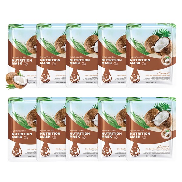 10PCS Plant Fruit Sheet Face Masks Set,Moisturizing Facial Sheet Masks,Hydrating