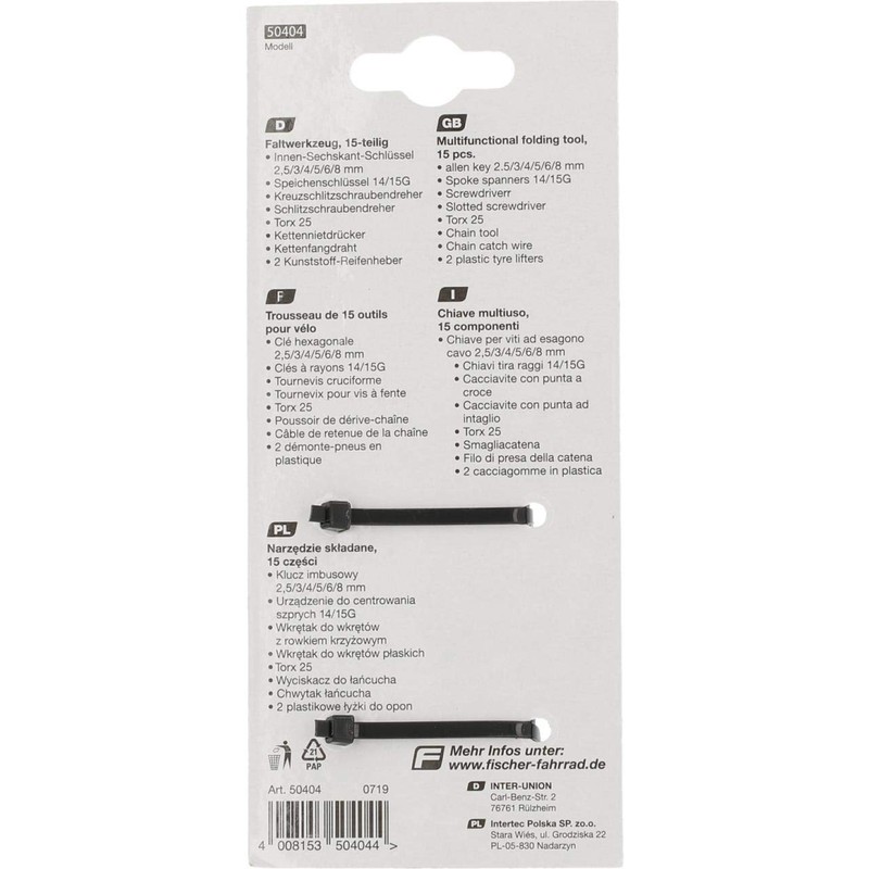 FISCHER 50405 Multifunctional Tool E-Bike 15 Pieces | Multitool |