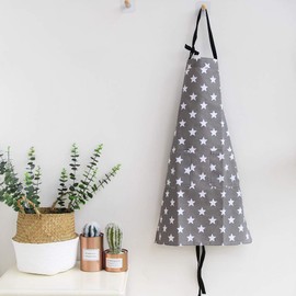 Dusenly Women's Apron With Two Pockets Fashion Star Pattern Cotton & Canvas Aprons for Women Chef kitchen, Cooking, Grill and Baking (Grey)