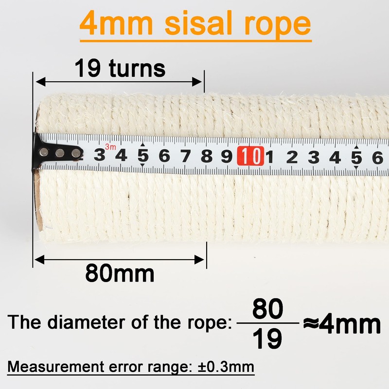 NEUMIHARO 2.9in 7.4cm Diameter Cat Tree Replacement Post Sisal Scratching