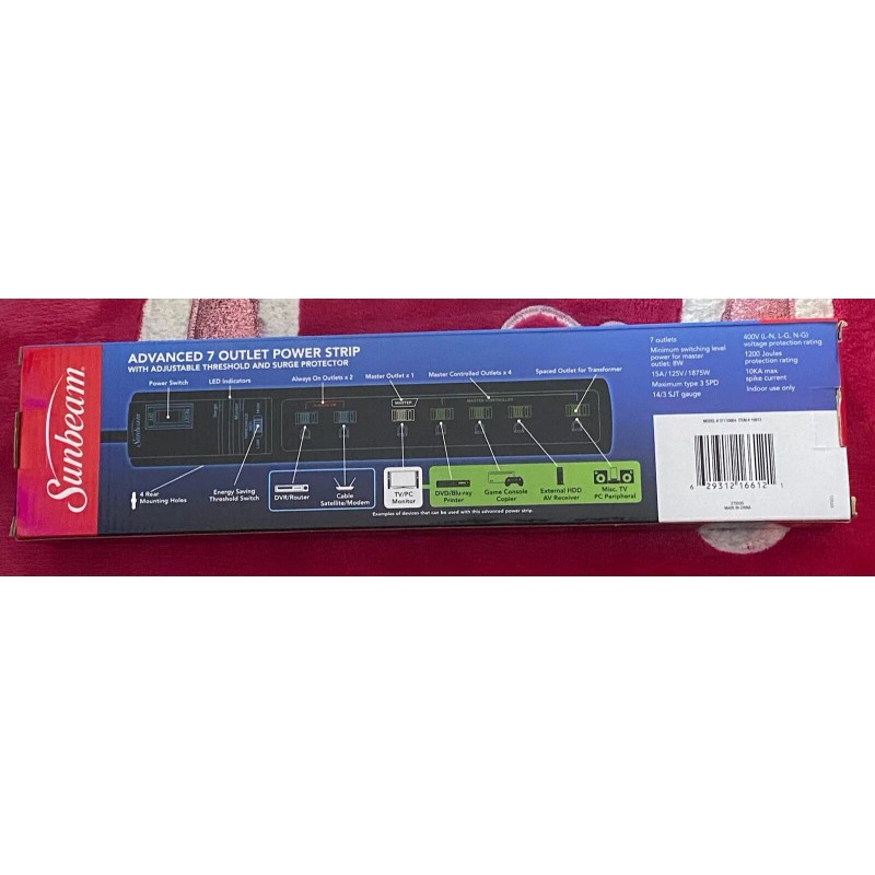 Sunbeam 2 X Sunbeam Advance 7 Outlet Power Strip With