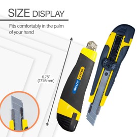 BAZIC Products Utility Knife Box Cutter,18 mm Wider Blade Snap-Off Razor, Rubber Grip Heavy Duty Retractable for Cartons Cardboard Boxes Office Home, 24-Pack