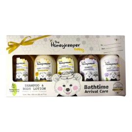 Kit shampoo y Loción Corporal Bathtime Arrival Care 5 Piezas 450 ml 90ml c/u The HoneyKeeper