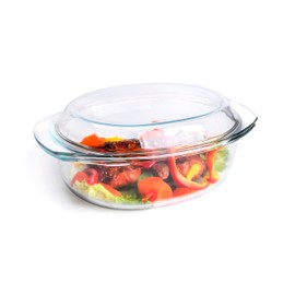 Oval Tempered Glass Casserole Dish, Tough Glass Casserole Baking Dish with Glass Cover. Oven, Freezer and Dishwasher Safe.- 3.5 Liter