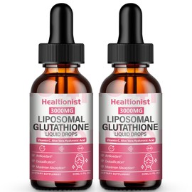 Healtionist 2 Pack 3000mg Liposomal Glutathione Liquid Drops with Vitamin C, 98% Absorption, Glutathione Liposomal Supplement, Powerful Antioxidant Complex for Immune System, Liver, 4 Fl Oz per Bottle