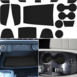 LOCOY Center Console Liner for Nissan Rogue Accessories 2021 2022 2023 2024, Cup Holder Mat, Door Pocket Pad, Coaster Trim, Non-Slip Dust Interior, Custom Rubber Decoration Insert (17 Pcs, Black Trim)