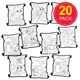 Baker Ross FX941 ‘The Ten Plagues Of Egypt’ Colour In Window Decorations - Pack of 20, Religious Education Arts and Crafts Kits for Kids