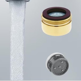 Polished Brass Aerator Housing Faucet 1.0 gpm 1.2, 1.5, 1.8, 2.2 flow rates insert Washer Dual/Male/Female Standard Threads (Male Thread, Lt. Blue 1.8 gpm)