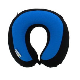 Kine Travel 169803 Gel-Nackenkissen, ergonomisches Reisekissen, von Physiotherapeuten genehmigt, Schwarz und Blau