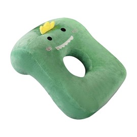YushengTai Piercing Pillow, Doughnut Pillow, for Side Sleepers, Ergonomic Ear Cushion, Massage Pillow, Head Hole, Soft Nap Pillow, for Office, Home and Travel, Green Dinosaur